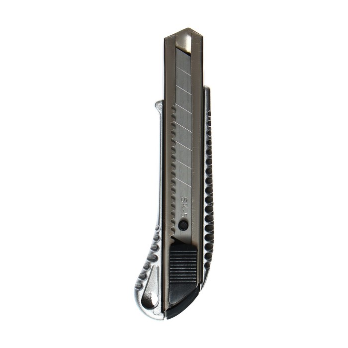 Нож канцелярский, 18 мм, металл с металлическим направляющим фиксатором, на блистере