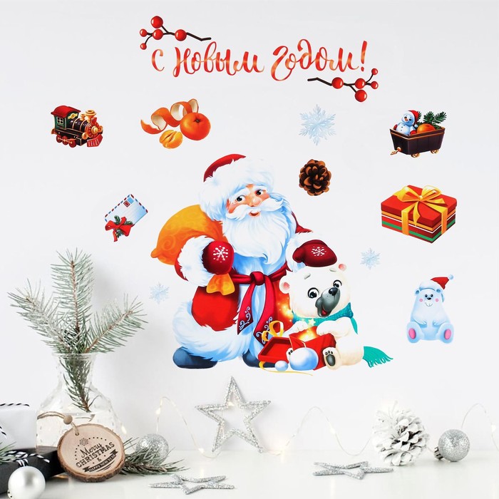 Наклейка интерьерная «Дедушка Мороз», 21 × 29.7 см декоративная наклейка дедушка мороз 30х38 см