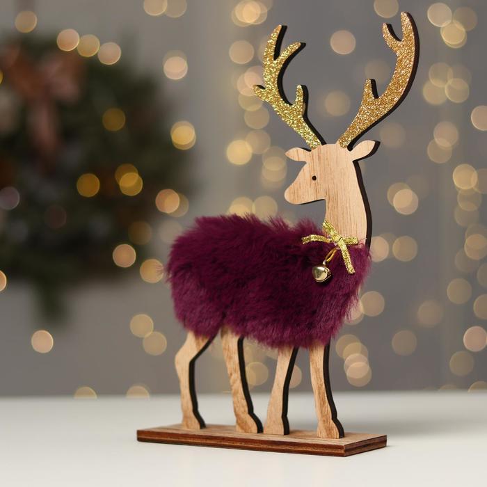 цена Новогодний декор с подсветкой «Олень» 17×5×24 см, фиолетовый