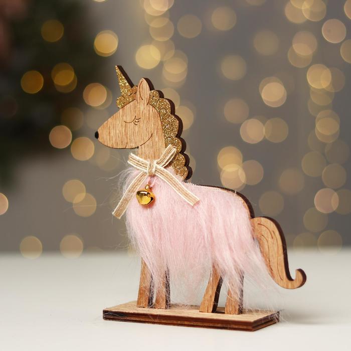 Новогодний декор «Единорог с колокольчиком» 14×4×16 см, розовый