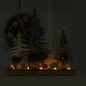 

Новогодний настольный декор с подсветкой «Олени в лесу» 30×6×31 см