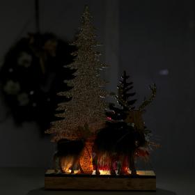 

Новогодний настольный декор с подсветкой «Олень с оленёнком» 18×6×31 см
