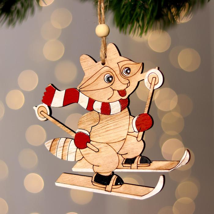 фото Новогодняя подвеска «енот» 11,5×0,5×11 см лесная мастерская