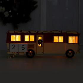 

Новогодний декор с подсветкой и календарём «Новогодний автобус» 33.5×5.5×13 см
