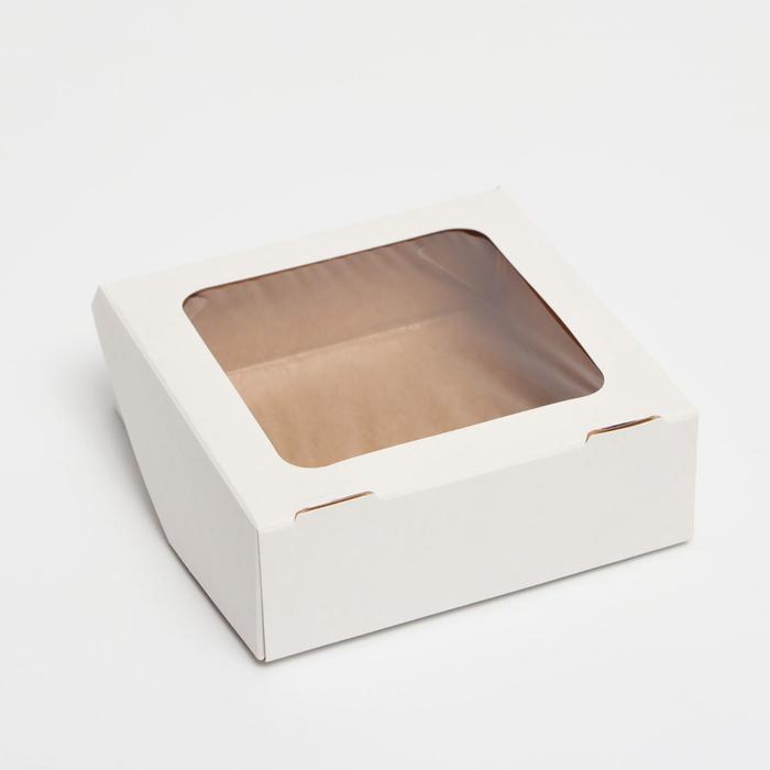 

Коробка пищевая, с окном, белый, 11,5 х 11,5 х 4 см, МИКС