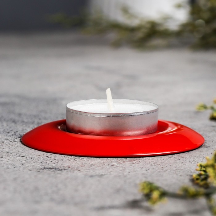 Подсвечник металл для чайной свечи, 7,5 см, красный подсвечник листочек для чайной свечи 3х9 6 см