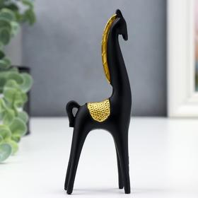 Сувенир полистоун 'Чёрный конь с золотой гривой' 15х2,5х5 см Ош