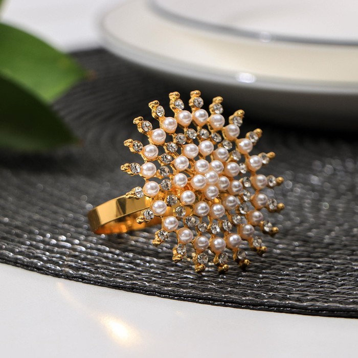 Кольцо для салфетки «Жемчуг», 5,5×5 см, цвет золотой кольцо для салфетки елизавета лебедь 5×4 5×4 см цвет металла золотой