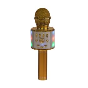 

Микрофон для караоке LuazON LZZ-70, 5 Вт, 1800 мАч, коррекция голоса, подсветка, золотистый 4