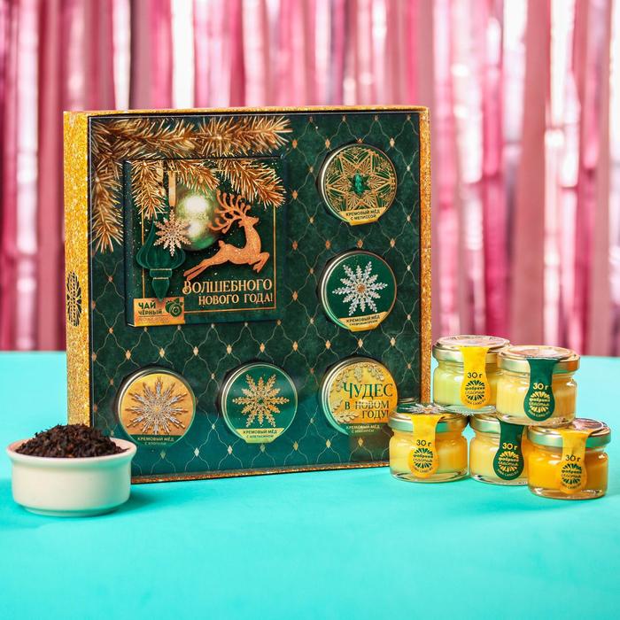фото Подарочный набор «волшебного нового года»: чай чёрный "лесные ягоды" (50 г.), крем-мед (5 шт. x 30 г.) фабрика счастья