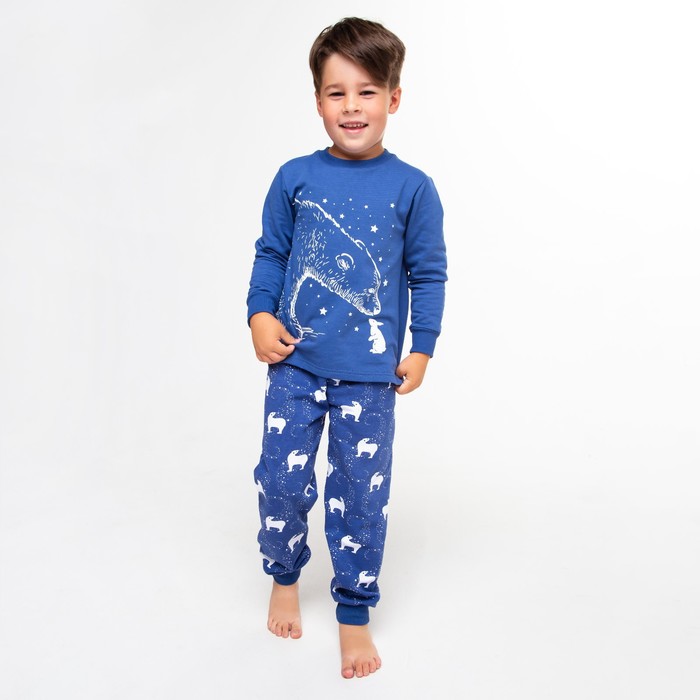 Пижама детская, цвет синий, рост 110 см