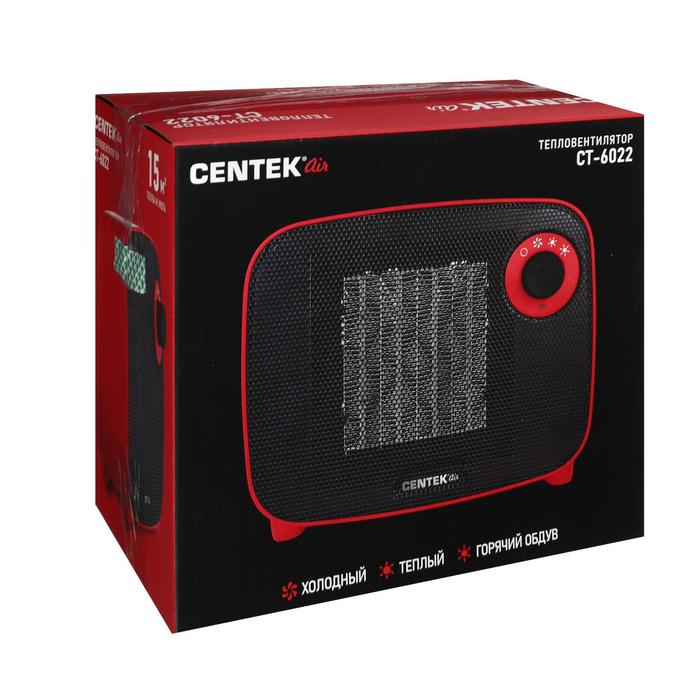 Тепловентилятор Centek CT-6022, керамический, 1500 Вт, 15 м2, красный