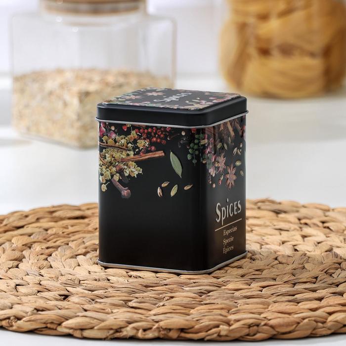 

Банка для сыпучих продуктов Dark, 10×7,5×7,5 см, цвет чёрный