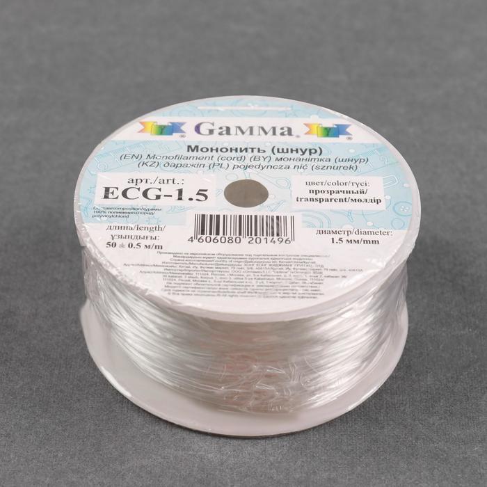 Шнур силиконовый, d = 1 мм, 40 м, цвет прозрачный, ECG-1.0