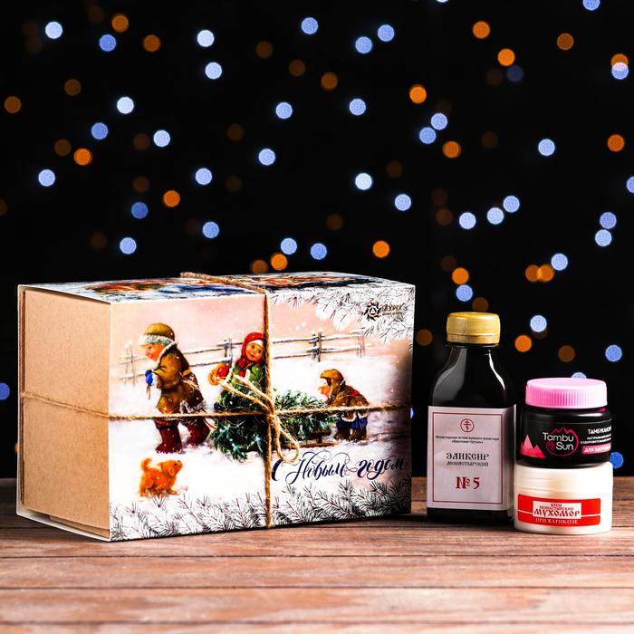 фото Новогодний подарочный набор «сосудистый»: эликсир монастырский, крем при варикозе, крем оздоровительный бизорюк