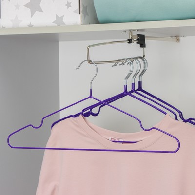 Вешалка-плечики для одежды Доляна, размер 40-44, антискользящее покрытие, цвет сиреневый - Фото 1