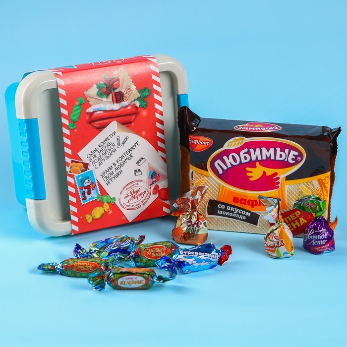 фото Подарочный набор «новогодняя почта»: конфеты, гравюра, ящик для игрушек 500 г. фабрика счастья