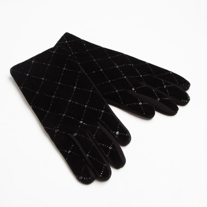 Перчатки женские MINAKU однотонные со стразами, р-р 23 см, цв.чёрный minaku перчатки женские minaku эстетика р р 23 см цв чёрный