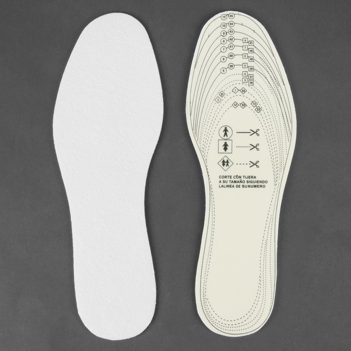 Стельки для обуви, универсальные, 28-45р-р, пара, цвет белый