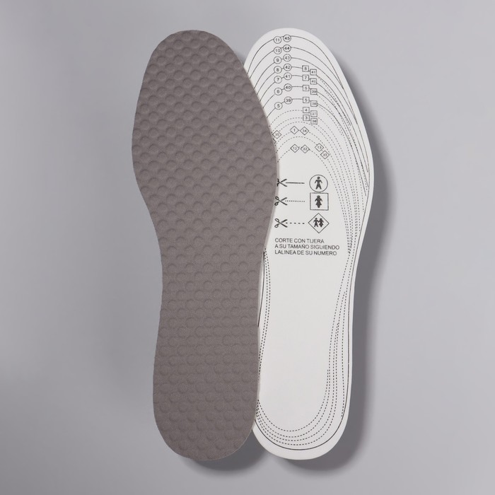 Стельки для обуви, универсальные, с массажным эффектом, 32-45 р-р, пара, цвет серый