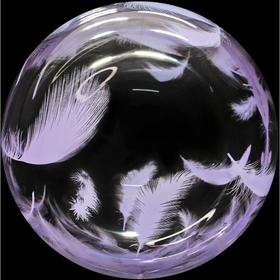 

Шар полимерный 20'' 3D-сфера «Сиреневые перья», Deco Bubble, прозрачный, 1 шт.