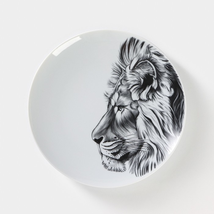Тарелка фарфоровая «Лев», d=24 см, белая тарелка фарфоровая идиллия d 24 см белая