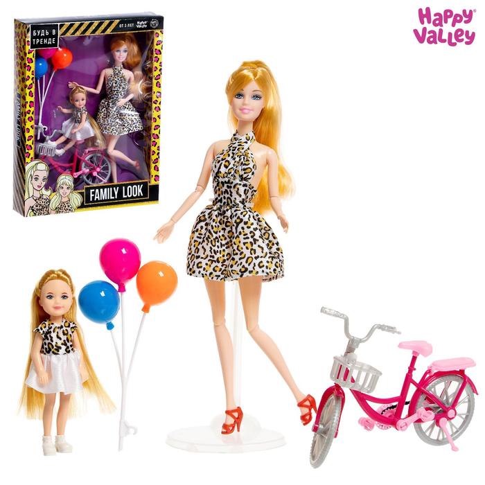 цена Кукла-модель с дочкой Family Look на велосипеде, леопард