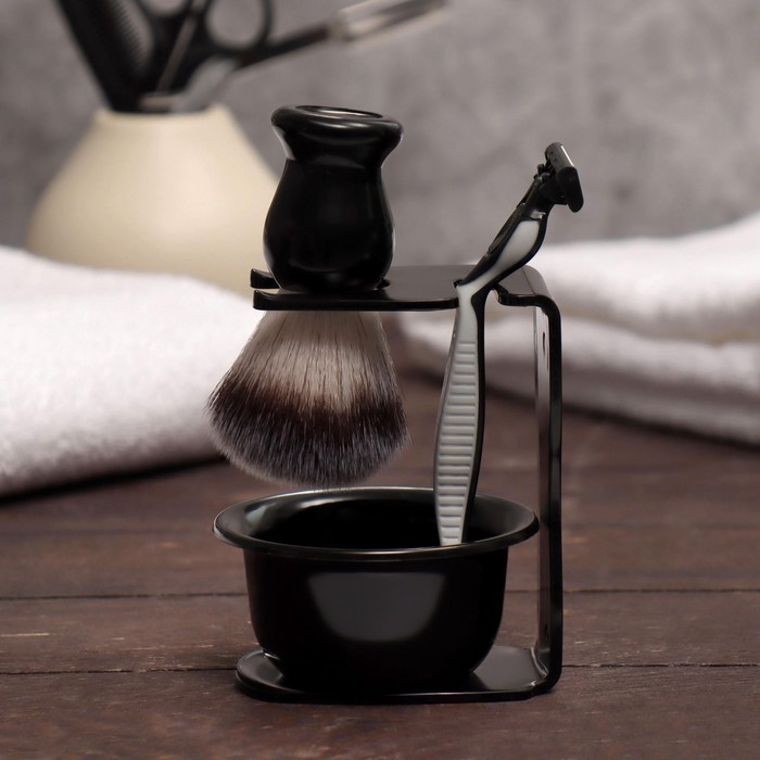 фото Набор для бритья «premium shave», 3 предмета, подарочная упаковка, цвет чёрный onlitop