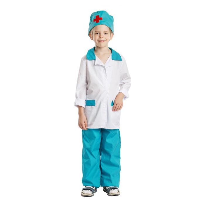 фото Карнавальный костюм «врач», шапка, халат, брюки, 5-7 лет бока
