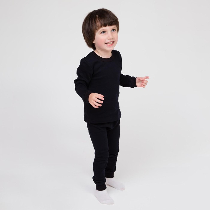 фото Термобельё детское (лонгслив, брюки), цвет чёрный, рост 110 см юниор текстиль