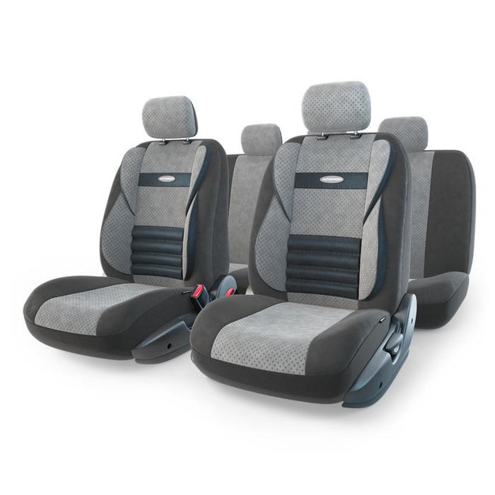 

Авточехлы универсальные COMFORT COMBO CMB-1105 чёрный/темно серый, 11 предмет.