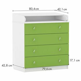 

Комод Polini kids Simple 1580, цвет белый-лайм