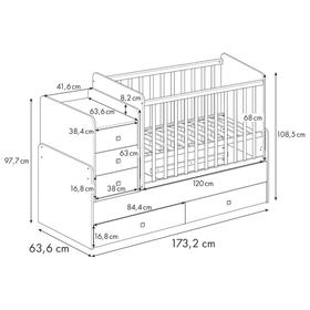 

Кроватка детская Polini kids Simple 1100 «Морская история», белый