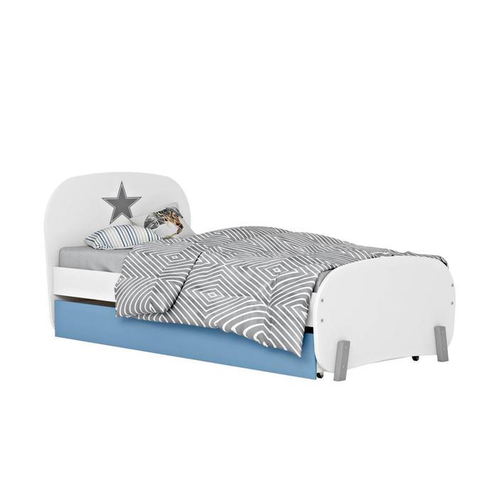 Кровать детская Polini kids Mirum 1915 c ящиком, цвет белый/голубой
