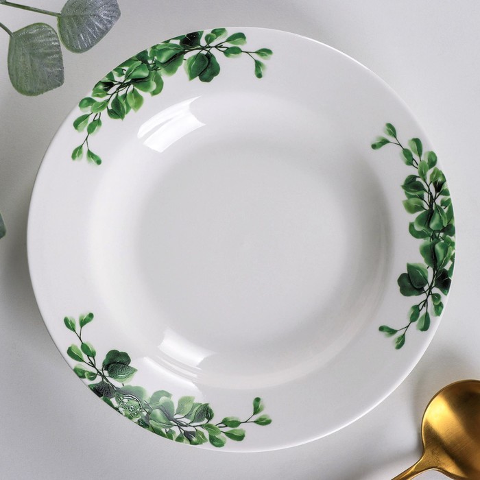 

Тарелка фарфоровая глубокая Доляна «Эвкалипт», 200 мл, d=20 см, цвет белый
