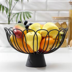 Ваза для фруктов Доляна «Романтика», 31×31×17,5 см, цвет чёрный от Сима-ленд