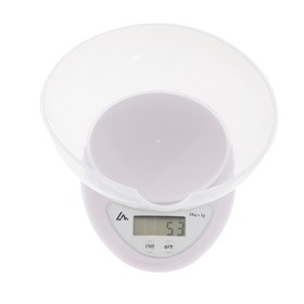 Весы кухонные LuazON LVK-706, электронные, с чашей, до 5 кг, белые Ош