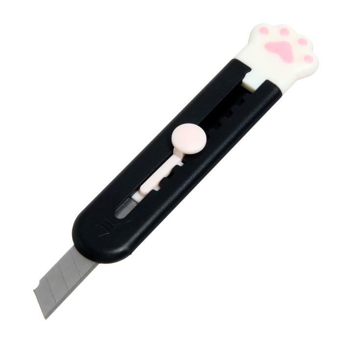 Нож канцелярский 9 мм, пластик Лапка МИКС