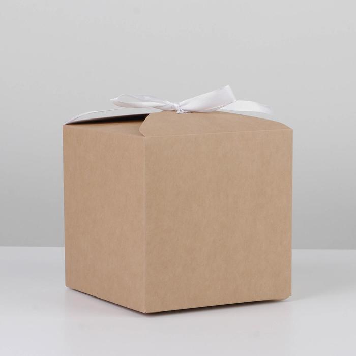 Коробка подарочная складная крафтовая, упаковка, 12 х 12 х 12 см фото