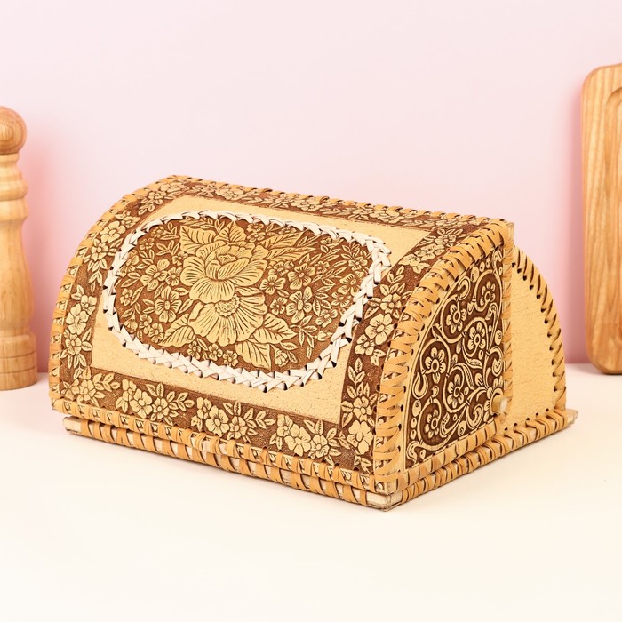 Хлебница Маки, береста хлебница плетеная 25×17×21 см береста