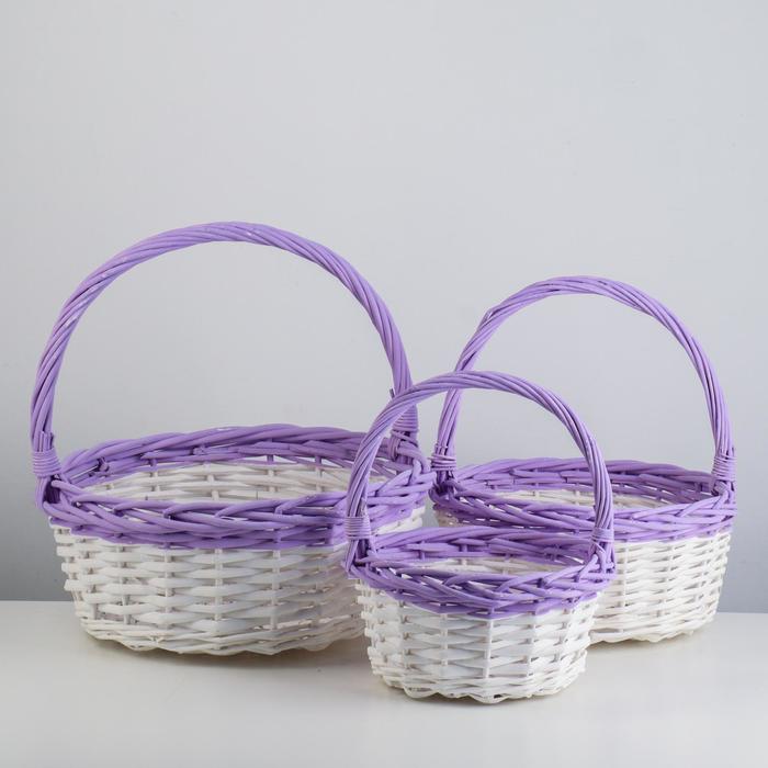 

Набор корзин плетеных (ива), D36х14/39 см, D29х12,5/33 см, D22х11/28 см, 3 шт., белый / сире