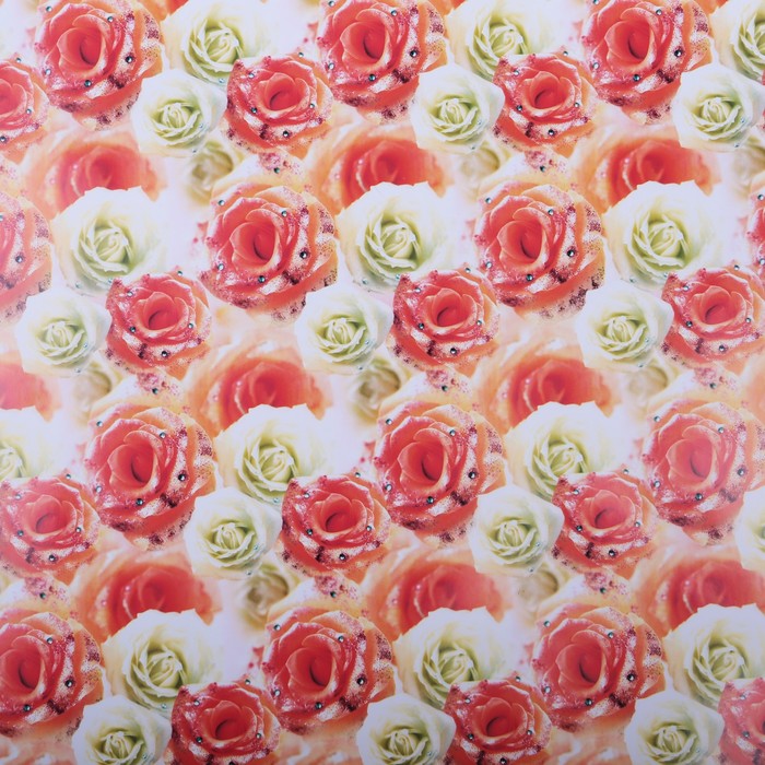 Бумага упаковочная "Белые и чайные розы", 70 х 100 см