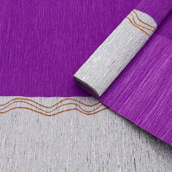 Бумага креп, с серебряным верхом, цвет сиреневый, 0,5 х 2,5 м
