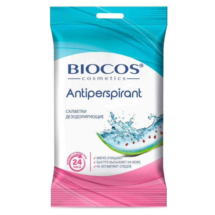 цена Влажные салфетки BioCos дезодорирующие с еврослотом, 15 шт.