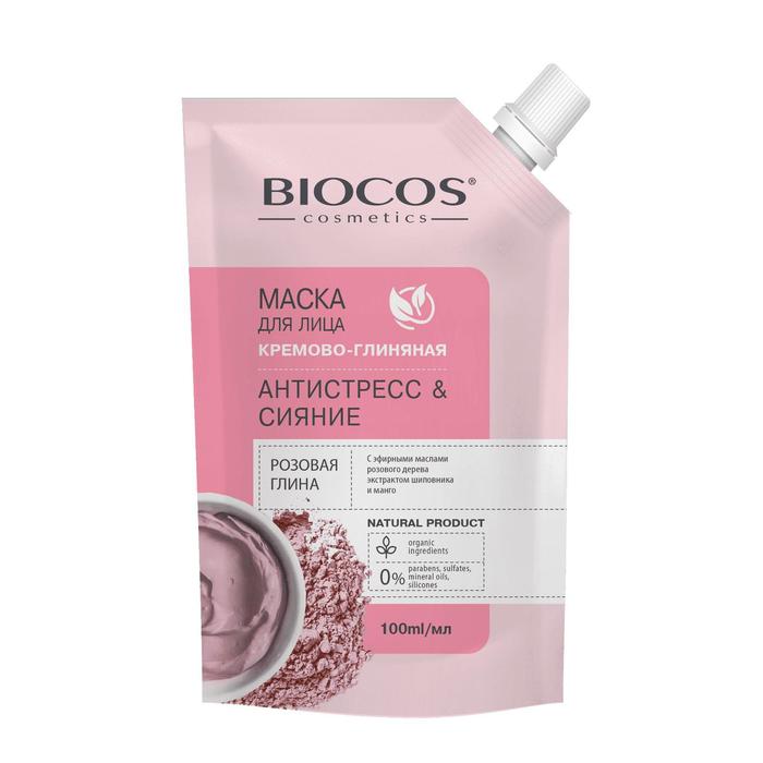 

Маска для лица BioCos на основе розовой глины, Антистресс и Сияние в дойпаке, 100 мл