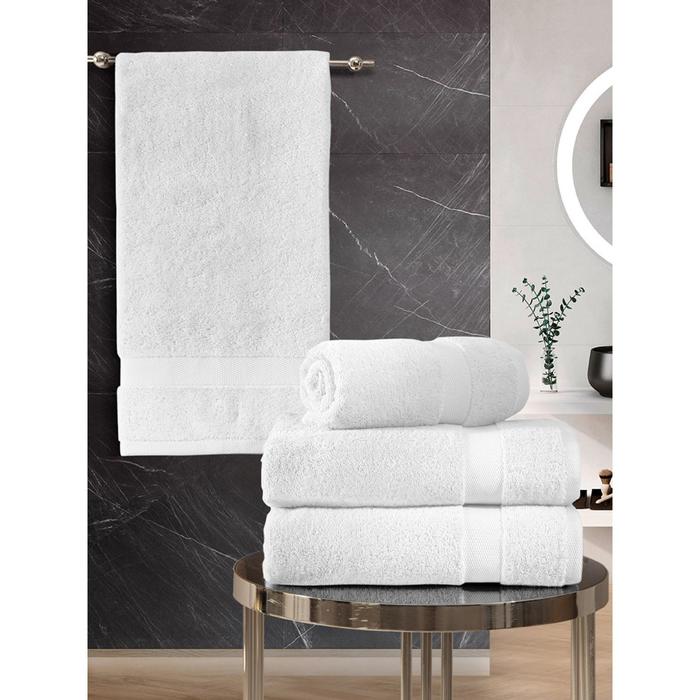 Комплект махровых полотенец Arel, размер 50x100 см - 2 шт, 70x140 см - 2 шт, цвет белый
