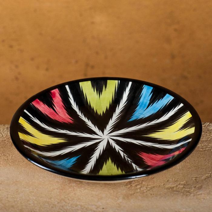 Тарелка Риштанская Керамика Атлас, разноцветная, плоская, 15 см