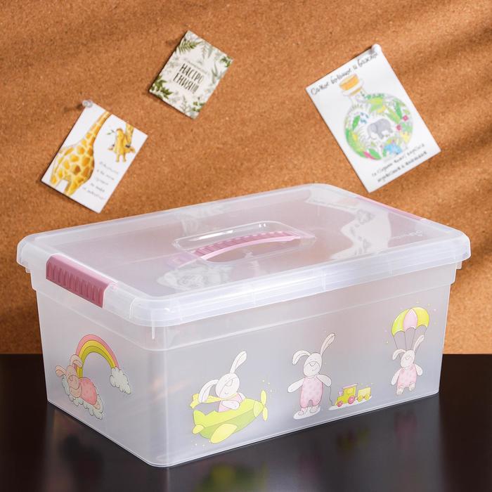 Контейнер для хранения с крышкой и ручкой «Kid's Box Игрушки», 10 л, 37,5×25,5×16 см, цвет розовый