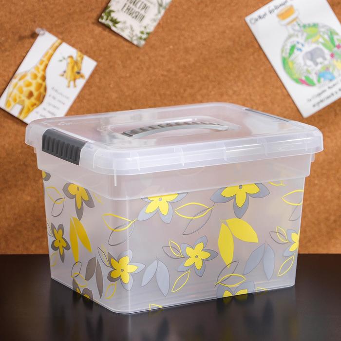 Контейнер для хранения с крышкой и ручкой «Deco Цветы», 5 л, 25×20×16 см