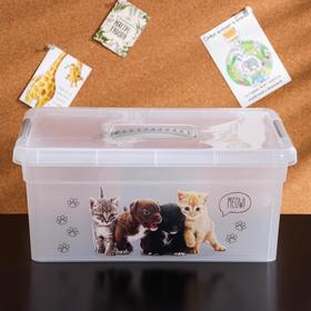 

Контейнер для хранения с крышкой и ручкой «Deco Питомцы», 10 л, 37,5×25,5×16 см